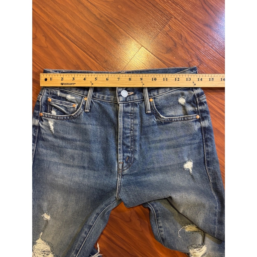 Mother The Trickster Skimp Fray Jeans Till Seeker Distressed Straight Leg 24 - Picture 4 of 8